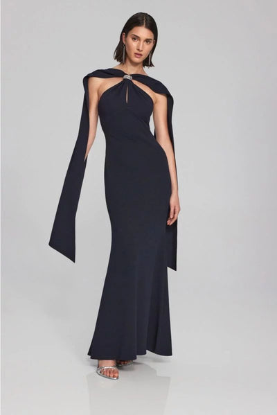 Joseph Ribkoff Midnight Blue Trumpet Gown with Rhinestone Detail Style 241786 - Tango Boutique