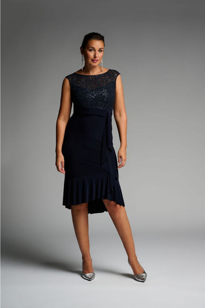Joseph Ribkoff Midnight Lace Bodice Dress Style 223726 - Tango Boutique