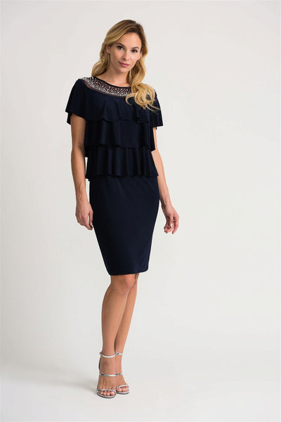 Joseph Ribkoff Midnight Layered Embellished Dress Style 202153 - Tango Boutique