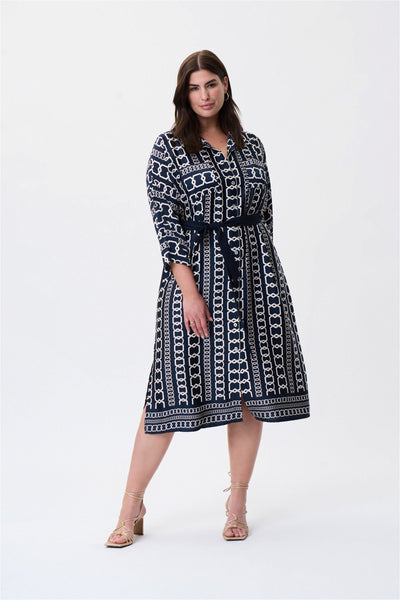 Joseph Ribkoff Midnight Multi Printed Shirt Dress Style 231288 - Tango Boutique