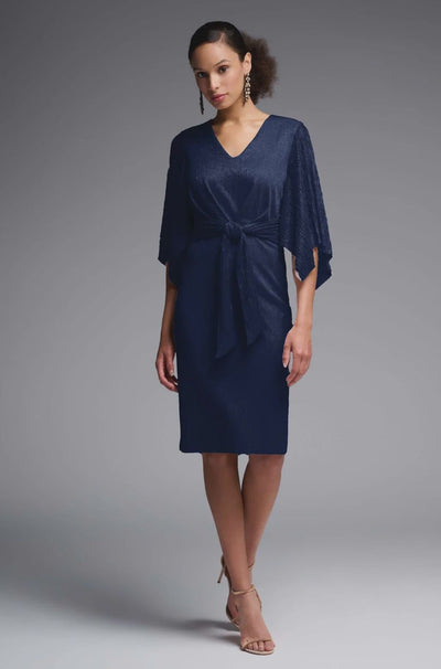 Joseph Ribkoff Midnight Shimmer Draped Sleeve Dress Style 231715 - Tango Boutique