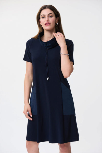 Joseph Ribkoff Midnight Taffeta Collar Dress Style 231141 - Tango Boutique