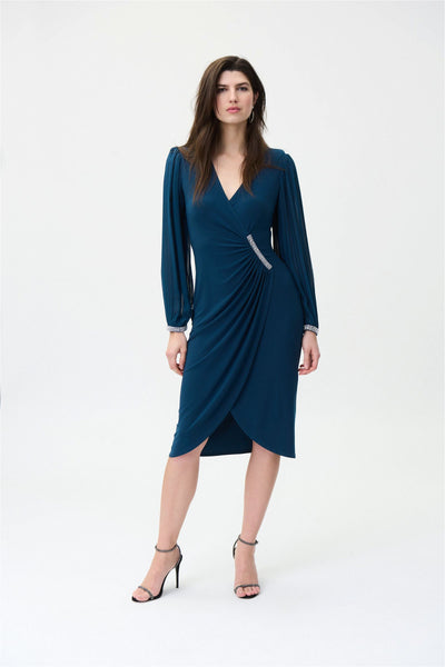 Joseph Ribkoff Nightfall Wrap Dress with Rhinestone Detail Style 224046 - Tango Boutique