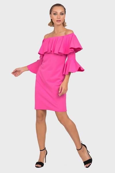 Joseph Ribkoff Pink Bell Sleeve Knit Dress Style 192376 - Tango Boutique