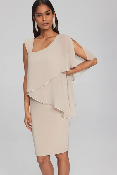 Joseph Ribkoff Sand Rhinestone Trim Dress Style 241721 - Tango Boutique