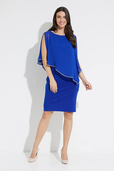 Joseph Ribkoff Sapphire Sheer Overlay Dress Style 223762 - Tango Boutique
