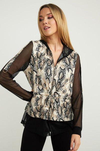 Joseph Ribkoff Snakeskin Print Sheer Sleeve Jacket Style 203615 - Tango Boutique