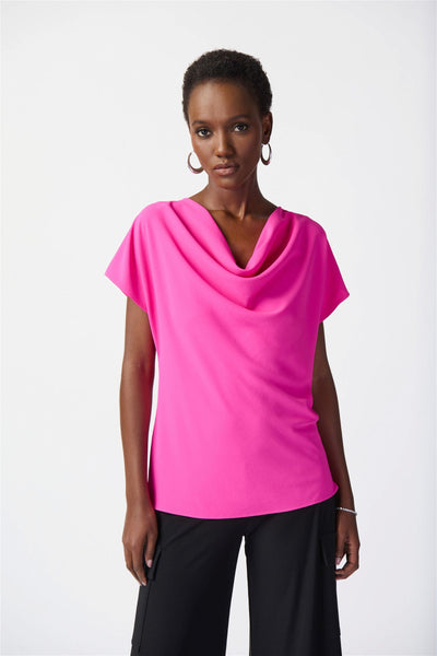 Joseph Ribkoff Ultra Pink Relaxed Cowl Neck Top Style 241099 - Tango Boutique