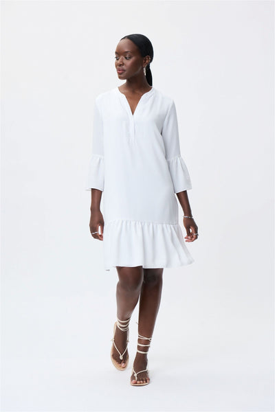 Joseph Ribkoff White Ruffled Hem Dress Style 231230 - Tango Boutique