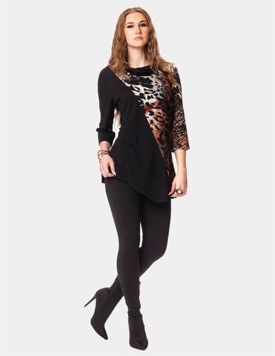 Minkas Animal Print Asymmetrical Hem Tunic Style CM515 - Tango Boutique