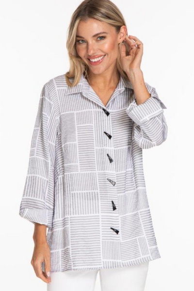 Nickel & White Funky Button Blouse Style 14306 - Tango Boutique