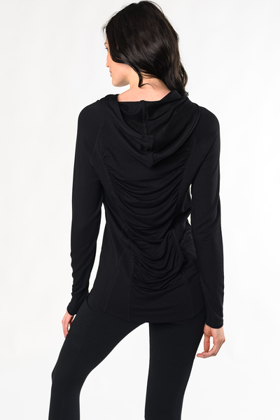 Sofia Black Ruched Movement Hoodie - Tango Boutique