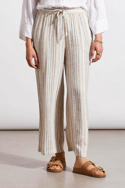 Tribal French Oak Stripe Linen Blend Wide Leg Pant Style 7704 - Tango Boutique