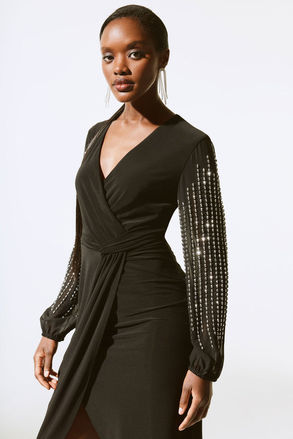 joseph ribkoff black sequin dress Joseph Ribkoff BOATNECK LONG OCCASION DRESS